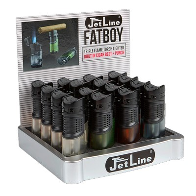 JETLINE FATBOY TRIPLE FLAME POCKET TORCH LIGHTERS BOX OF 16