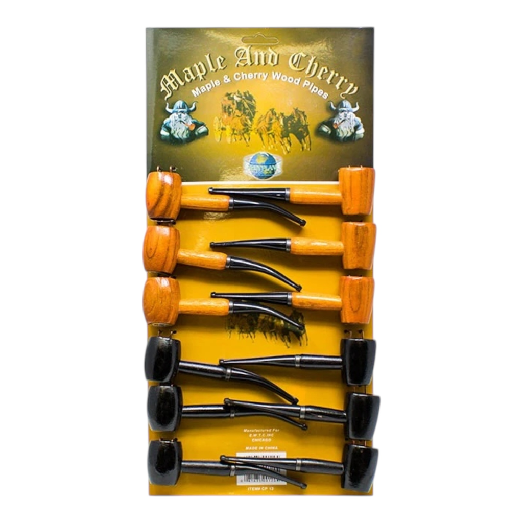 MAPLE & CHERRY WOOD PIPES #50113 BOX OF 12