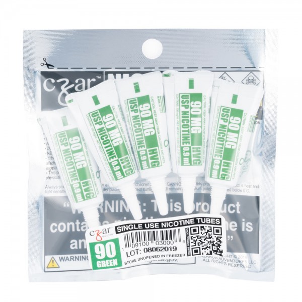 CZAR 90MG GREEN NICOTINE TUBES 0.9ML BAG OF 5