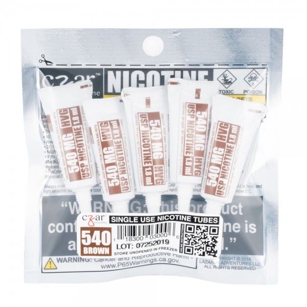 CZAR 540MG BROWN NICOTINE TUBES 1.8ML BAG OF 5