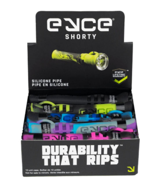 EYCE SHORTY SILICONE & GLASS ONE-HITTER CHILLUM PIPE BOX OF 10