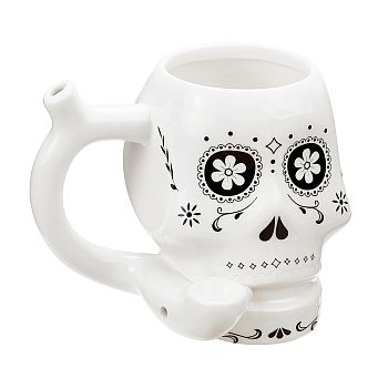 FASHIONCRAFT CERAMIC WHITE SKULL MUG #82477