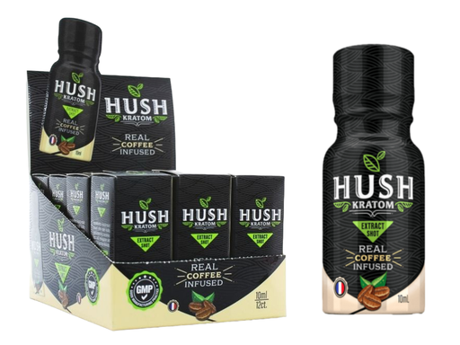 [HUSH-15687] HUSH COFFEE EXTRACT KRATOM SHOTS 10ML BOX OF 12