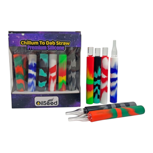 [Temp-HAM-003620] OILSEED PREMIUM SILICONE CHILLUM TO DAB STRAW BOX OF 24