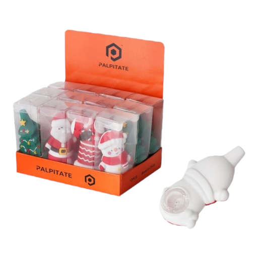 [Temp-HAM-003793] PALPITATE SANTA CLAUS DESIGN SILICONE PIPES #PI-039 BOX OF 12