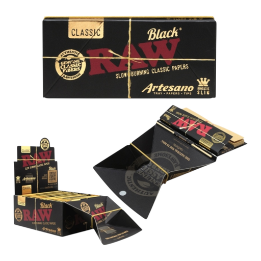 [Temp-HAM-004038] RAW BLACK ARTESANO KING SIZE SLIM BOX OF 15