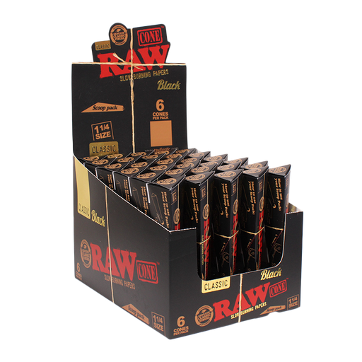 [Temp-HAM-004041] RAW BLACK CLASSIC 1 1/4 TRIANGLE CONES 6CT BOX OF 30