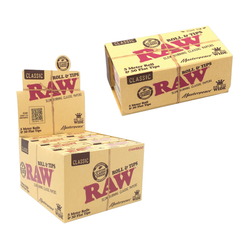 [Temp-HAM-004089] RAW MASTERPIECE KING SIZE WIDE CLASSIC ROLL & TIPS BOX OF 24
