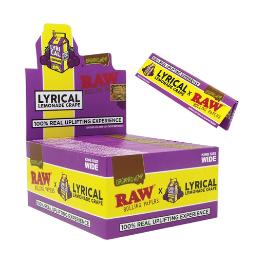 [Temp-HAM-004090] RAW ORGANIC X LYRICAL LEMONADE GRAPE KING SIZE WIDE PAPERS 32CT BOX OF 50