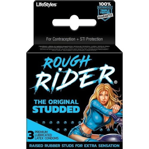 [Temp-HAM-004231] ROUGH RIDER THE ORIGINAL STUDDED LUBRICATED CONDOMS 3CT BOX OF 6