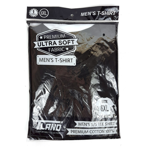 [Temp-HAM-004235] ROUND NECK BLACK T-SHIRT ASSORTED SIZES 6CT BAG