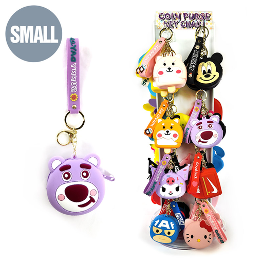 [Temp-HAM-004349] SMALL COIN PURSE KEY CHAIN TWO SIDE PRE-FILLED DISPLAY OF 48