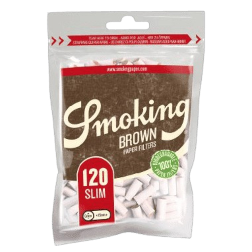 [Temp-HAM-004389] SMOKING BROWN SLIM PAPER FILTERS 6MM X 15MM 120CT BOX OF 10