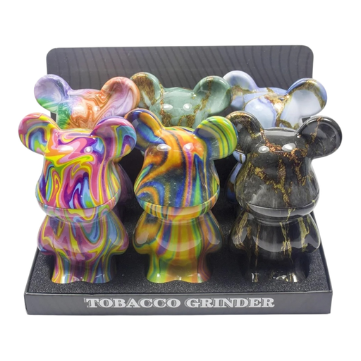 [Temp-HAM-004674] TOBACCO GRINDER BEAR TIE DYE DESIGN 3 PARTS #GR350 BOX OF 6