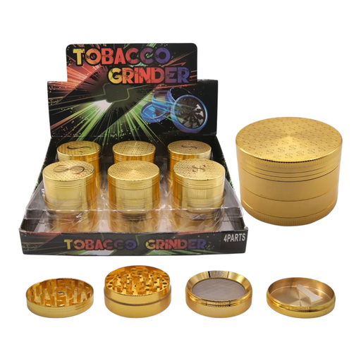 [Temp-HAM-004684] TOBACCO GRINDER GOLD MONEY $ DESIGN 4 PARTS #GR188-52$ BOX OF 12