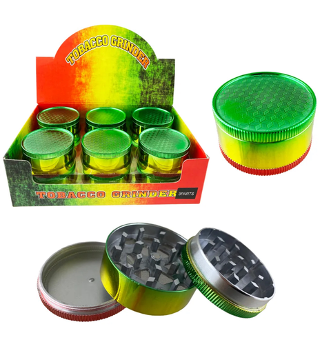 [Temp-HAM-004686] TOBACCO GRINDER MARLEY RASTA DESIGN 3 PARTS #GR041-HC BOX OF 12