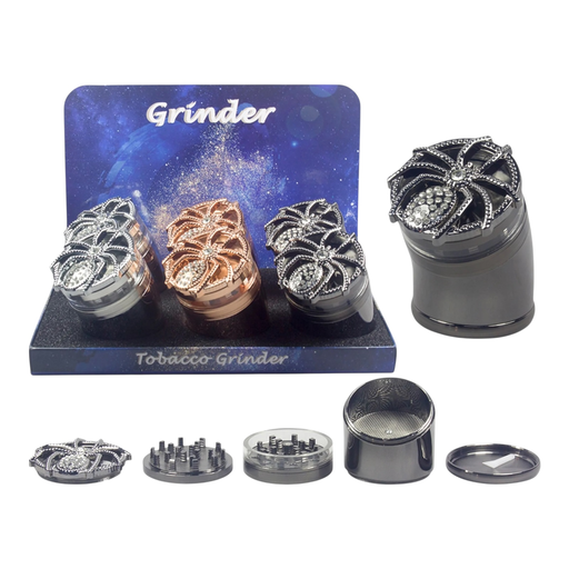 [Temp-HAM-004701] TOBACCO GRINDER SKULL SHAPED DESIGN WITH SIDE DOOR 3 PARTS #GR332-SK BOX OF 6