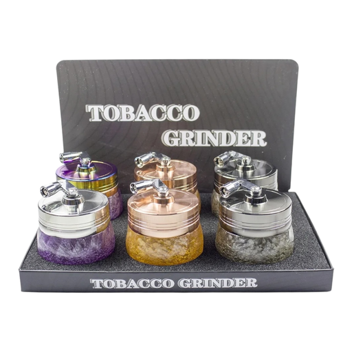 [Temp-HAM-004717] TOBACCO GRINDER ZINC ALLOY FINISH WITH HANDLE 4 PARTS #GR361 BOX OF 6