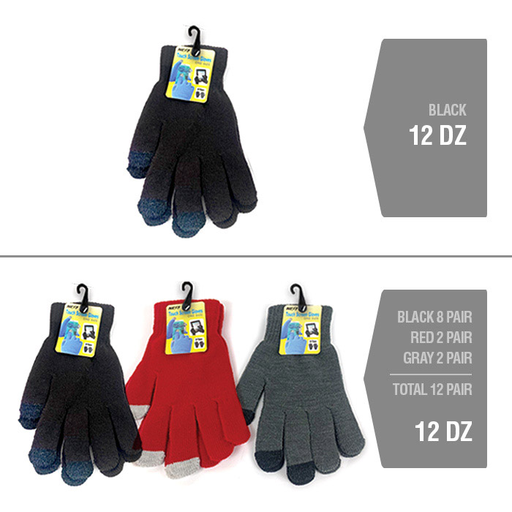 [Temp-HAM-004728] TOUCH SCREEN GLOVE ASSORTED COLORS 12CT BAG