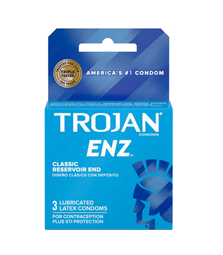 [Temp-HAM-004741] TROJAN ENZ BLUE LUBRICATED CONDOMS 3CT BOX OF 6