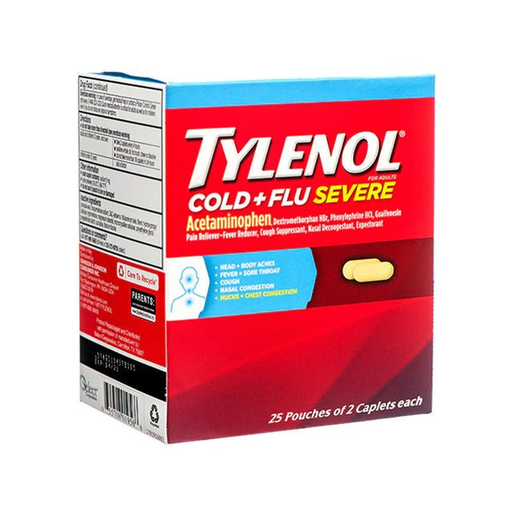 [Temp-HAM-004783] TYLENOL COLD + FLU SEVERE ACETAMINOPHEN TABLETS 2CT BOX OF 25