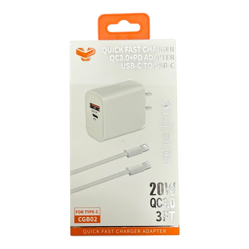 [Temp-HAM-005038] VITOG WALL COMBO USB-C TO USB-C 20W 3FT CABLE