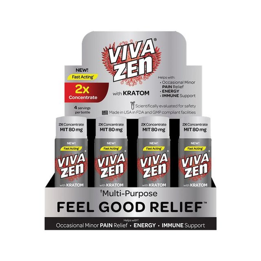 [VIVA-26274] VIVAZEN 2X CONCENTRATE 80MG KRATOM SHOTS BOX OF 12