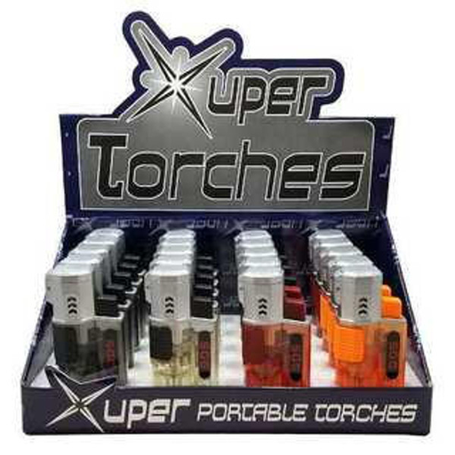 [XUPE-26206] XUPER TURBO TRANSPARENT QUAD TORCH LIGHTER 98-1126A BOX OF 20