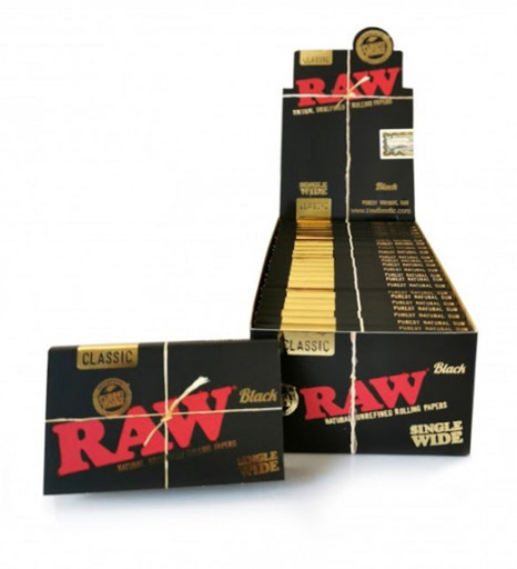 [ITM230321016956] RAW SINGLE WIDE BLACK PAPERS 100CT BOX OF 25