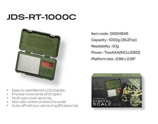 [ITM230620010407] CR JDS-RT-1000C PORATBLE DIGITAL SCALE NON SLIP RUBBER 1000G X 0.1G CAMO