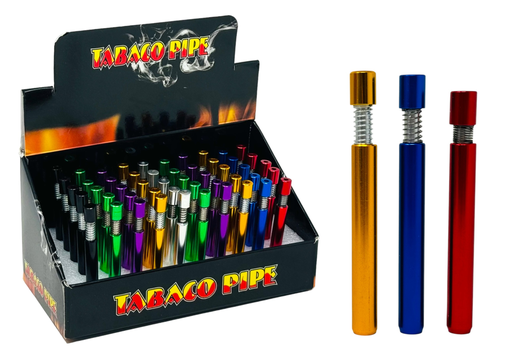 [LION-24476] TOBACCO PIPE METAL PUSH COLOR ONE HITTER BOX OF 50