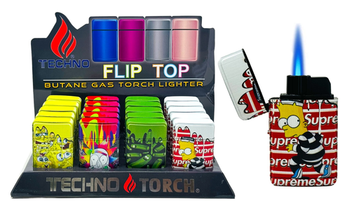 [TECH-25910] TECHNO TORCH #19607-DRIP1 SUPREME DESIGN FLIP TOP TORCH LIGHTERS BOX OF 20