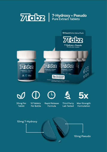 [Temp-HAM-000675] 7TABZ 20MG 7-HYDROXY + PSEUDO KRATOM CAPSULES 10CT JAR