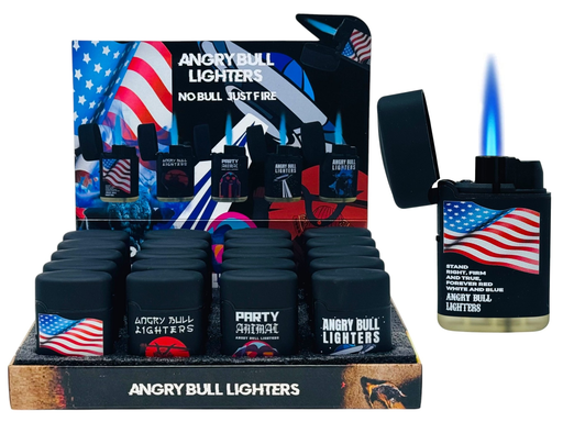 [Temp-HAM-000891] ANGRY BULL FLIP TOP TORCH LIGHTERS BOX OF 20