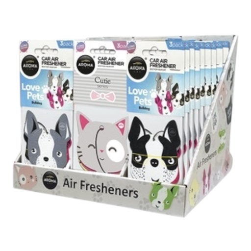 [Temp-HAM-000971] AROMA 3PK LOVE PETS CAR AIR FRESHENER 45CT