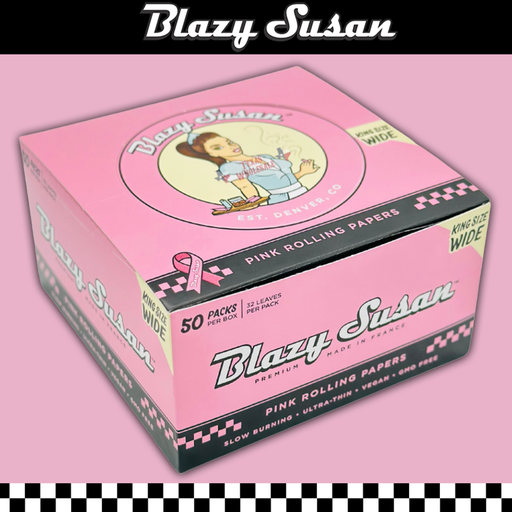 [Temp-HAM-001146] BLAZY SUSAN KING SIZE WIDE PINK ROLLING PAPERS BOX OF 50