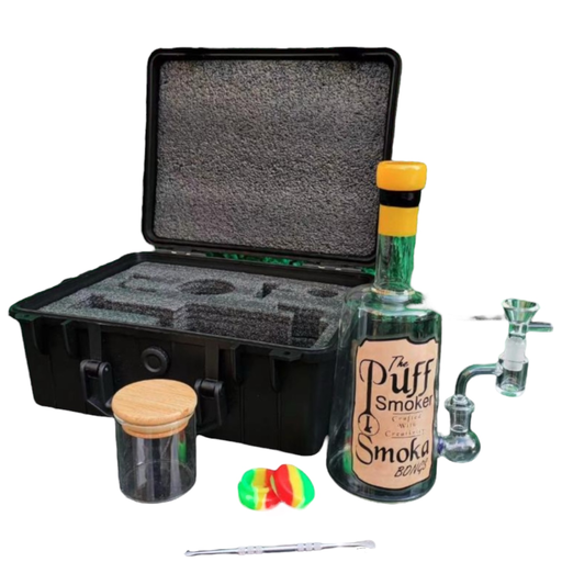 [Temp-HAM-001213] BRIEFCASE WINE BOTTLE SMOKING KIT SET 6PC ASSORTED DESIGNS