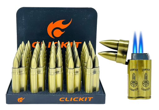 [CLIC-21074] CLICKIT TWO BULLET DOUBLE TORCH LIGHTER #GH-10865 BOX OF 25