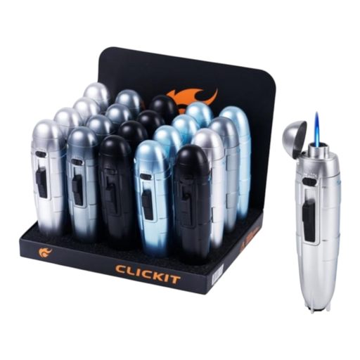 [Temp-HAM-001420] CLICKIT SUBMARINE FLIP OPEN TORCH LIGHTER #GT-5994 BOX OF 20