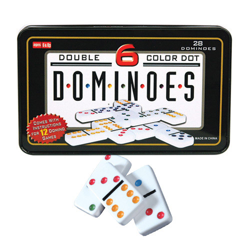 [Temp-HAM-001686] DOUBLE 6 DOMINOES COLOR DOT BOX OF 28