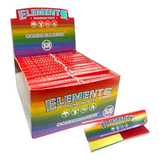 [Temp-HAM-001852] ELEMENTS RAINBOW CONNOISSEUR KINGSIZE SLIM ROLLING PAPER+TIPS 32CT BOX OF 24