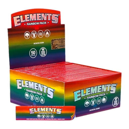 [Temp-HAM-001853] ELEMENTS RAINBOW KINGSIZE SLIM 32CT BOX OF 50