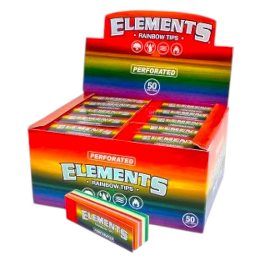 [Temp-HAM-001854] ELEMENTS RAINBOW PERFORATED TIPS 50CT BOX OF 50