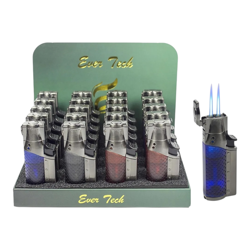 [Temp-HAM-001864] EVER TECH DOUBLE FLAME TORCH LIGHTER WITH CIGAR PUNCH #M0438 BOX OF 20