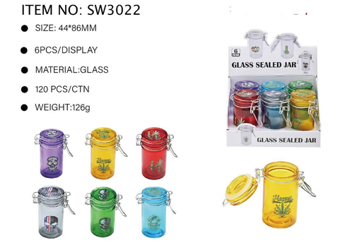 [Temp-HAM-002162] GLASS SEALED JAR 86MM #SW3022 BOX OF 6