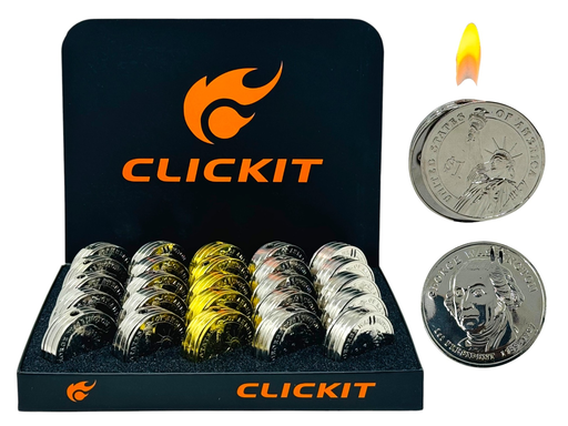 [CLIC-27196] CLICKIT DOLLAR COIN FLAME LIGHTER GH-7209 BOX OF 25