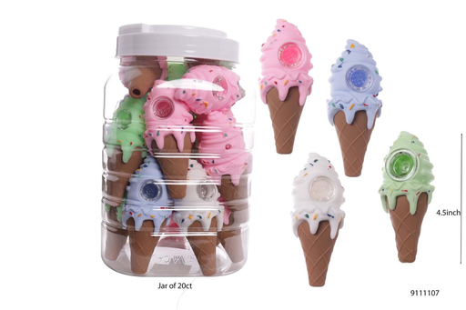 [Temp-HAM-002493] ICE CREAM SILICONE PIPE MIX COLORS 20CT JAR