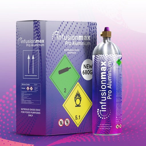 [Temp-HAM-002545] INFUSIONMAX PRO ALUMINIUM NITROUS OXIDE CREAM CHARGER 680G BOX OF 6