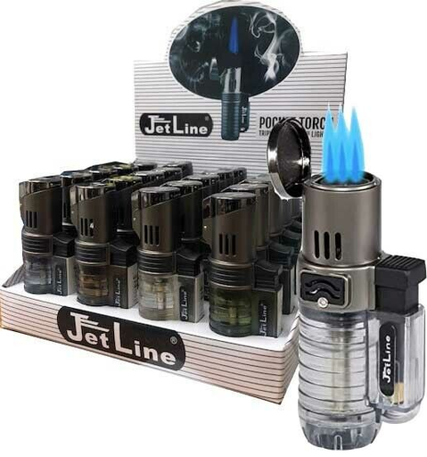 [Temp-HAM-002559] JETLINE TRIPLE FLAME POCKET TORCH LIGHTERS BOX OF 20