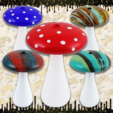 [Temp-HAM-003421] MUSHROOM SHAPE 2 IN 1 GLASS HAND PIPE & HONEY STRAW